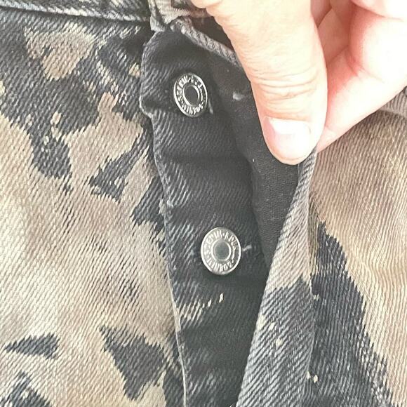 Madam P Acid Dyed Upcyled Patchwork Black Jean Shorts Gothcore sz. 31 #AM - Picture 4 of 10